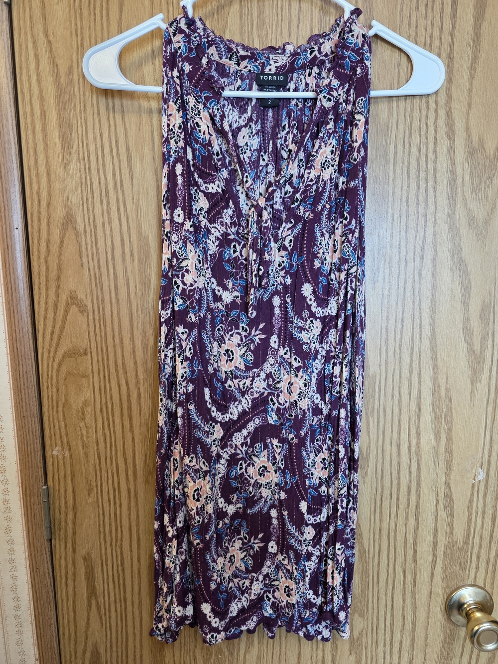 torrid Plum Paisley Floral Sleeveless Top with Peach Accents
